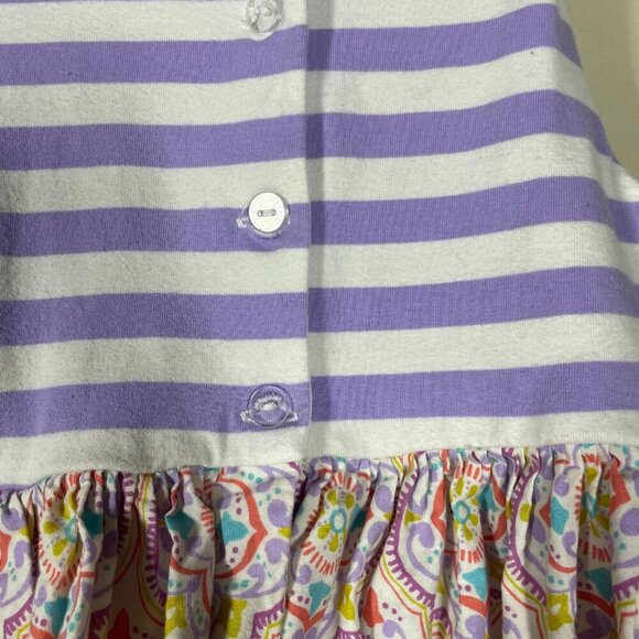 Counting Daisies Girls Purple Teal Geometric Print Tie Back Dress Size: 5 - Picture 6 of 7
